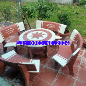 Mua Bộ Bàn Ghế Đá Tròn Ngôi Sao Trắng Đỏ - Giá Tốt, Đẹp Mắt